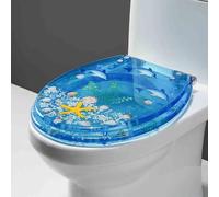 Siège de toilettes à fermeture douce, Abattant WC en résine avec butée inférieure verrouillable 42 x 36 cm, installation 13-21, for semi-fermé, multicolore(Style 2)