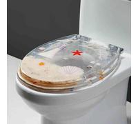 Siège de toilettes à fermeture douce, Abattant WC en résine avec butée inférieure verrouillable 42 x 36 cm, installation 13-21, for semi-fermé, multicolore(Style 5)