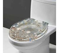 Siège de toilettes à fermeture douce, Abattant WC en résine avec butée inférieure verrouillable 42 x 36 cm, installation 13-21, for semi-fermé, multicolore(Style 8)