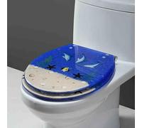 Siège de toilettes à fermeture douce, Abattant WC en résine avec butée inférieure verrouillable 42 x 36 cm, installation 13-21, for semi-fermé, multicolore(Style 7)