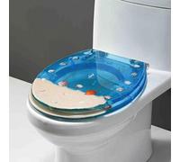 Siège de toilettes à fermeture douce, Abattant WC en résine avec butée inférieure verrouillable 42 x 36 cm, installation 13-21, for semi-fermé, multicolore(Style 10)