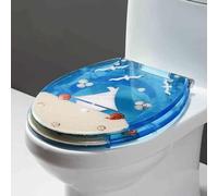 Siège de toilettes à fermeture douce, Abattant WC en résine avec butée inférieure verrouillable 42 x 36 cm, installation 13-21, for semi-fermé, multicolore(Style 1)