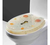 Siège de toilettes à fermeture douce, Abattant WC en résine avec butée inférieure verrouillable 42 x 36 cm, installation 13-21, for semi-fermé, multicolore(Style 11)