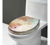Siège de toilettes à fermeture douce, Abattant WC semi-fermé en résine avec fermeture amortie et verrou inférieur, 42 x 36 cm, multicolore(Style 3)