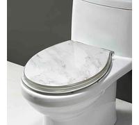 Siège de toilettes à fermeture douce, Abattant WC semi-fermé en résine avec fermeture amortie et verrou inférieur, 42 x 36 cm, multicolore(Style 1)