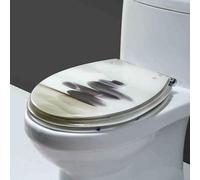 Siège de toilettes à fermeture douce, Abattant WC semi-fermé en résine avec fermeture amortie et verrou inférieur, 42 x 36 cm, multicolore(Style 7)