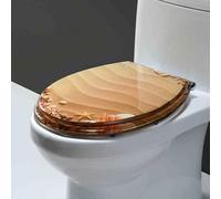 Siège de toilettes à fermeture douce, Abattant WC semi-fermé en résine avec fermeture amortie et verrou inférieur, 42 x 36 cm, multicolore(Style 9)