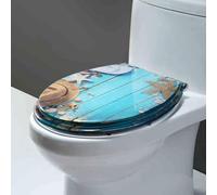 Siège de toilettes à fermeture douce, Abattant WC semi-fermé en résine avec fermeture amortie et verrou inférieur, 42 x 36 cm, multicolore(Style 5)