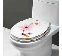 Siège de toilettes à fermeture douce, Abattant WC semi-fermé en résine avec fermeture amortie et verrou inférieur, 42 x 36 cm, multicolore(Style 4)