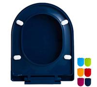Siège de toilettes, Charnière réglable à fermeture douce colorée, couvercle supérieur fixe dégagement rapide(Navy Blue)
