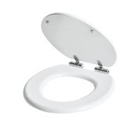 Siège de Toilettes en MDF 46 x 38 cm Fermeture Douce Accessoire Salle de Bain Espacement des Trous 17 cm Blanc Mazaruni