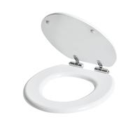 Siège de Toilettes en MDF 46 x 38 cm Fermeture Douce Accessoire Salle de Bain Espacement des Trous 17 cm Blanc Mazaruni