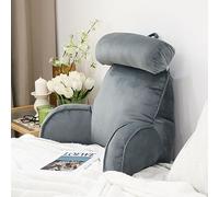 Siège de toilettes, Extra Large avec Support de cou/bras mousse à mémoire forme déchiquetée remplie, idéal for le soutien du dos, lit, les jeux, la lecture(Smoke Ash)