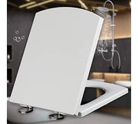 Siège de toilettes, Sièges de toilette à fermeture douce, couvercle robuste fixation supérieure Simple dégagement rapide, charnières réglables lente, ~(44~50 * 37cm)