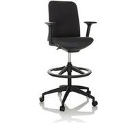 HJH Office – Chaise de comptoir NESTORA WORK, tissu noir, pivotante, repose-pieds réglable