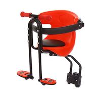 Siège de vélo pour Enfant sécurité avant Support bébé 30KG siège enfant siège avant Handrail Portant Ceinture sécurité Dossier,pédales,Main Courante,Portable Amovible Avant Rouge