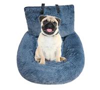 Siège de voiture en coton pour chien - Lit de transport en peluche amovible, coussin rehausseur lavable, berceau de voyage doux, sangle de sécurité sécurisée, laisse réglable | Offre un confort
