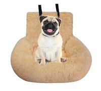 Siège de voiture en coton pour chien - Lit de transport en peluche amovible, coussin rehausseur lavable, berceau de voyage doux, sangle de sécurité sécurisée, laisse réglable | Offre un confort