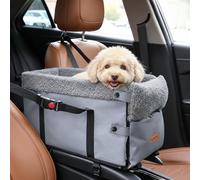 Siège de voiture lavable et pliable pour petits chiens, console centrale avec sangles réglables et crochets de protection sûrs, poche de rangement jusqu'à 8,2 kg