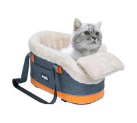 Siège de voiture pour animaux de compagnie avec console portable : transporteur de voyage central avec sangles et poches de rangement, siège de sécurité pour petits chiens et chats | Siège surélevé