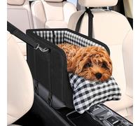 Siège de voiture pour chien avec console centrale - Siège rehausseur portable avec accoudoir pour petit chien, siège de voiture anti-effondrement avec ceinture de sécurité à coussin doux, supporte les