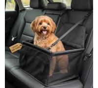 Siège de voiture pour chien - Protection imperméable et rigide avec ceinture de sécurité intégrée et fixation universelle, grilles respirantes et poche avant, idéal pour les petits chiens jusqu'à 10