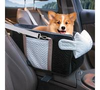 Siège de voiture pour chiens de petite taille - Console centrale réglable et portable - Siège de voiture amovible pour chat - Ceinture de sécurité avec coussin anti-effondrement pour chiot et chaton