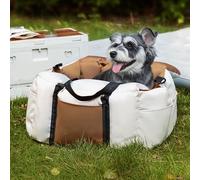 Siège de Voiture pour Chiens de Petite Taille, siège rehausseur pour Animaux de Compagnie jusqu'à 25 LB, siège de Voiture pour Animaux de Compagnie à Boucle réglable avec Clip (Beige+Café)