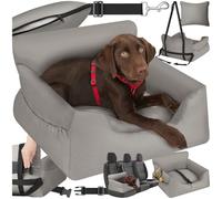 Siège de voiture pour chiens Gris, sangle réglable, coussin lavable