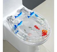 siège de WC en résine, Abattant de toilette, fermeture douce, résine, transparent, moderne, en forme U, V, ovale, 42 cm x 34(Style F)