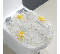 siège de WC en résine, Abattant de toilette, fermeture douce, résine, transparent, moderne, en forme U, V, ovale, 42 cm x 34(Style E)
