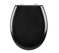 Siège de WC Mod. Rieti Abattant noir Easy Close Fix-Clip système anti-glisse Acier inoxydable Duroplast anti-rayures 37x44,5 cm Noir