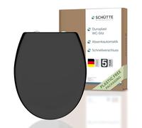 Siège de WC Schütte avec abaissement automatique, couvercle de WC et fermeture rapide pour le nettoyage, couvercle de WC en plastique thermodurci (charge max. de la lunette 250kg) Cuvette de WC, Noir