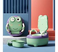 Siège d'entraînement portatif pour enfants pot de voyage pour enfants mignon dessin animé bébé siège de toilette pour tout-petits garçons filles intérieur et extérieur(Vert mousse)