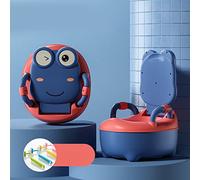 Siège d'entraînement portatif pour enfants pot de voyage pour enfants mignon dessin animé bébé siège de toilette pour tout-petits garçons filles intérieur et extérieur(Bleu)