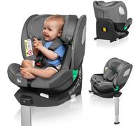 Siège enfant Lionelo Braam I-Size pivotant à 360° pour enfants de 0 à 36kg, pied de support ISOFIX+, montage face et dos à la route - Gris