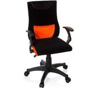 hjh OFFICE 670480 Chaise de Bureau Enfant/Adolescent KIDDY Pro AL Tissu Noir/Orange, avec accoudoirs