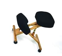 Siège Ergonomique - Chaise Assis sur Genoux en Bois Pliable et Réglable - Tabouret de Bureau sur Roulettes - Soulage le Dos - Correction Posture - Coussins en Mousse - Ergo Accent