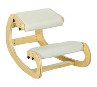 HOMCOM Siège Assis Genoux, siège Ergonomique en Bois à Bascule, Chaise à Genoux réglable pour Bureau à Domicile, améliorer la Posture, maux de Dos, crème