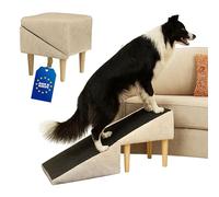 Siège & Escalier pour Chien Antidérapant 2 en 1 - Rampe et Marches pour Chiens & Chats Âgés - Marche ou Fauteuil - Mobilier Pliable et Esthétique pour Intérieur - 36 cm de Hauteur, Beige