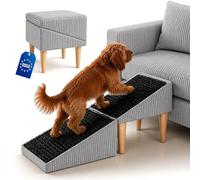 Siège & Escalier pour Chien Antidérapant 2 en 1 - Rampe et Marches pour Chiens & Chats Âgés - Marche ou Fauteuil - Mobilier Pliable et Esthétique pour Intérieur - 36 cm de Hauteur, Poso, Gris