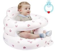 Siege Gonflable Bebe Tête d'ours Chaise Gonflable pour Bébé avec Pompe à Air Intégrée Siège au Sol pour Bébé avec Support -Rose