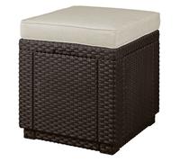 Siège Keter, avec coussin, fonction de rangement, brun, Cube avec coussin