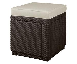 Siège - KETER - Cube avec coussin - marron - rangement intégré - coussin beige