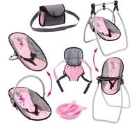 Siège multi fonctions pour poupées - BAYER DESIGN - Set Vario - Gris et rose - Pour bébé