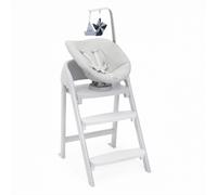 Chicco Transat bébé pour chaise haute Crescendo, deux positions d'inclinaison, rembourrage en coton bilogique, housse amovible et lavable en machine, avec barre de jeux et pendentifs, Max 9 kg, gris