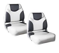 Siège Pilot de Bateau Chaise de Bateau Assise de Bateau Similicuir Métal Plastique Gris et Blanc 425 x 410 x 500 mm