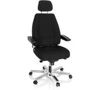 hjh OFFICE Chaise de Travail 24 Hours I Tissu Noir Chaise de Bureau Robuste 24 Heures sur 24, Ergonomique, supporte jusqu'à 150kg