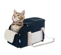 Siège pour chien pour console de voiture - Lit doux pour animaux de compagnie - Booster de jauge à bras en peluche - Console centrale amovible - Lit pour chien, chiot sûr et non mauvais avec ceinture