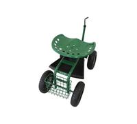 Siège pour Jardin Robuste Mobile Vert avec Panier et Bac à Outils / Gants GRATIS
